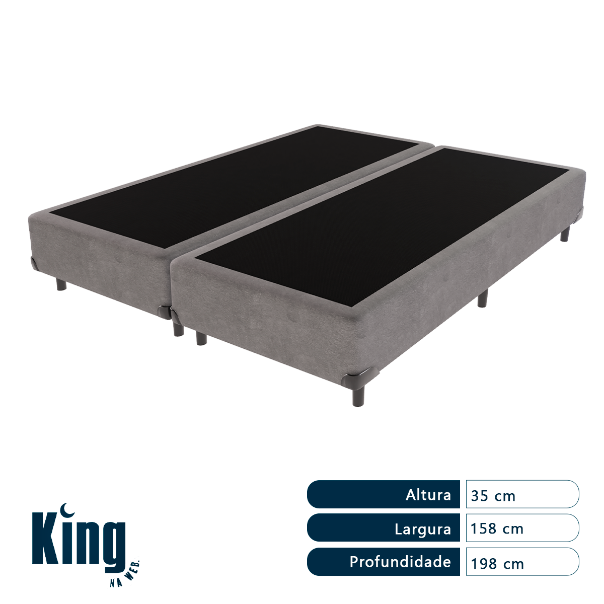 Cama Box Baú Queen Cinza 138x188 Madeira - 3