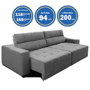 Ver imagem 3 de Sofá Top Lubeck 2 metros 3 Lugares Reclinável e Retrátil Suede Cinza - Sofá na Web