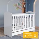 Ver imagem 2 de Berco Mini Cama Grade Fixa 133x68 Cm Bala de Menta Branco Henn