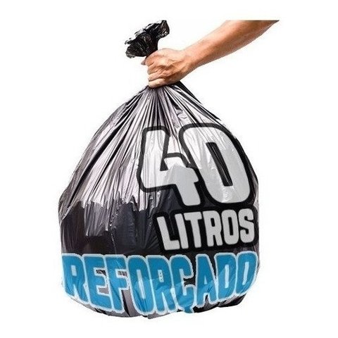Saco De Lixo 40 Litros 100Un Preto Reforçado