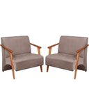 Ver imagem 1 de Poltrona Namoradeira Venus Braço Madeira Maciça Suede Unidecor Cappuccino