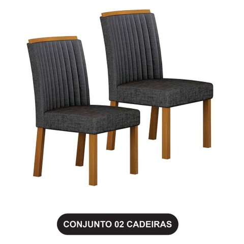 Cadeira para Mesa de Jantar Jade Kit 2 Peças Cinamomo Linho Chumbo - Leifer