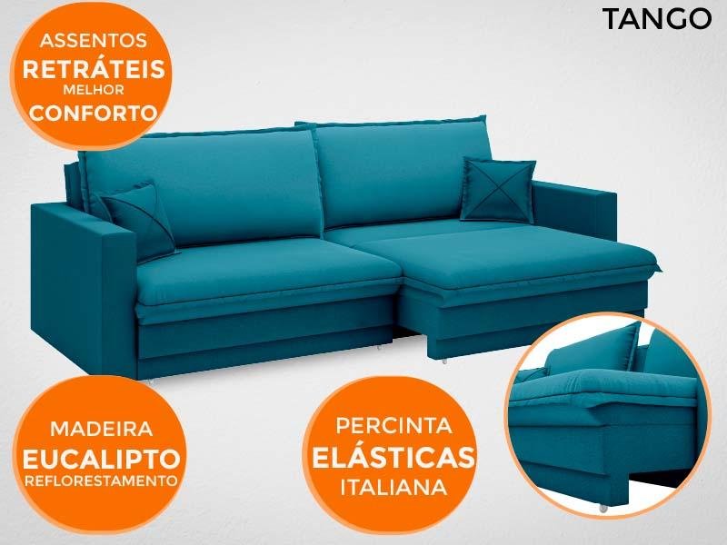 Sofá Tango 2,60M Sem Caixa, Retrátil e Reclinável Velosuede Royal - Netsofás - 5