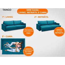 Sofá Tango 2,60M Sem Caixa, Retrátil e Reclinável Velosuede Royal - Netsofás - 2