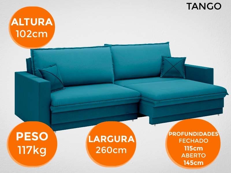 Sofá Tango 2,60M Sem Caixa, Retrátil e Reclinável Velosuede Royal - Netsofás - 7