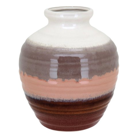 Vaso Decorativo Enfeite Casa Cerâmica 20x17x17cm Marrom