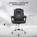 Ver imagem 7 de Cadeira Presidente Confort de Escritório Ergonômica Couro Sintetico Cinza