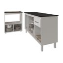 Ver imagem 5 de Armário Gabinete Camila 138 Cm com Tampo Tampão e Balcão Evelyn para Cooktop 4 Bocas Branco e Preto