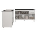 Ver imagem 4 de Armário Gabinete Camila 138 Cm com Tampo Tampão e Balcão Evelyn para Cooktop 4 Bocas Branco e Preto