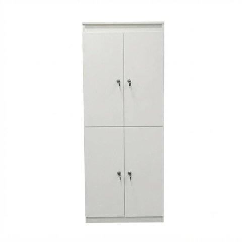 Armário Locker 4 Portas com Chave Multiuso para Academia Escritório e Vestiário ME4204 Branco