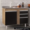 Ver imagem 1 de Balcão Gabinete 100cm sem Tampo 2 Portas 2 Gavetas Luziania Castanho/Preto - Lumil Móveis