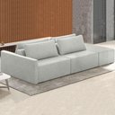 Ver imagem 2 de Sofá Ilha Modular com Puff para Sala Living 252cm Georgia K04 Linho Cinza - Mpozenato