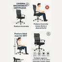 Ver imagem 5 de Cadeira Escritório Ergonômica Nr17 Encosto Mesh, Apoio Lombar, Altura Ajustável, Super Confortável