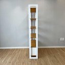 Ver imagem 3 de Estante Linea Ample 6 Prateleiras 2 Gavetas Pinus 101cm Nozes e Branco