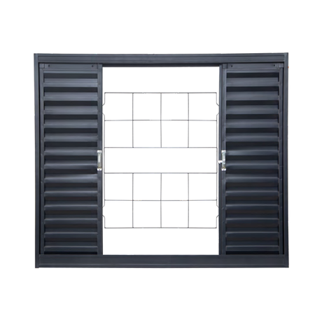 Janela Veneziana Aço Zarcão 4 Folhas Grade Quadriculada sem Vidro 150x100