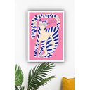Ver imagem 2 de Quadro Decorativo Arte Gato Fundo Rosa - 70x50cm:moldura Branca