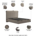 Ver imagem 3 de Cama Queen Flutuante Baú Cabeceira 160cm Fly S05 Linho Bege - Mpozenato