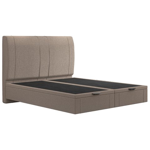 Cama Queen Flutuante Baú Cabeceira 160cm Fly S05 Linho Bege - Mpozenato
