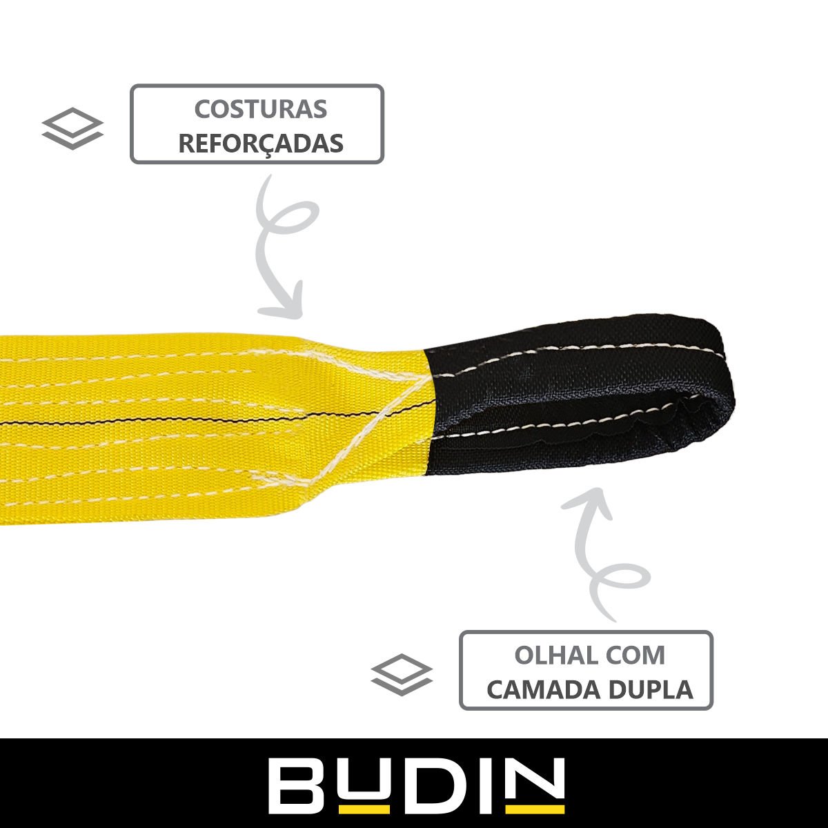 Cinta Fita para Reboque e Arraste Personalizada Budin - 10 Toneladas - 9 Metros P/ Puxar Carros, Veí - 6