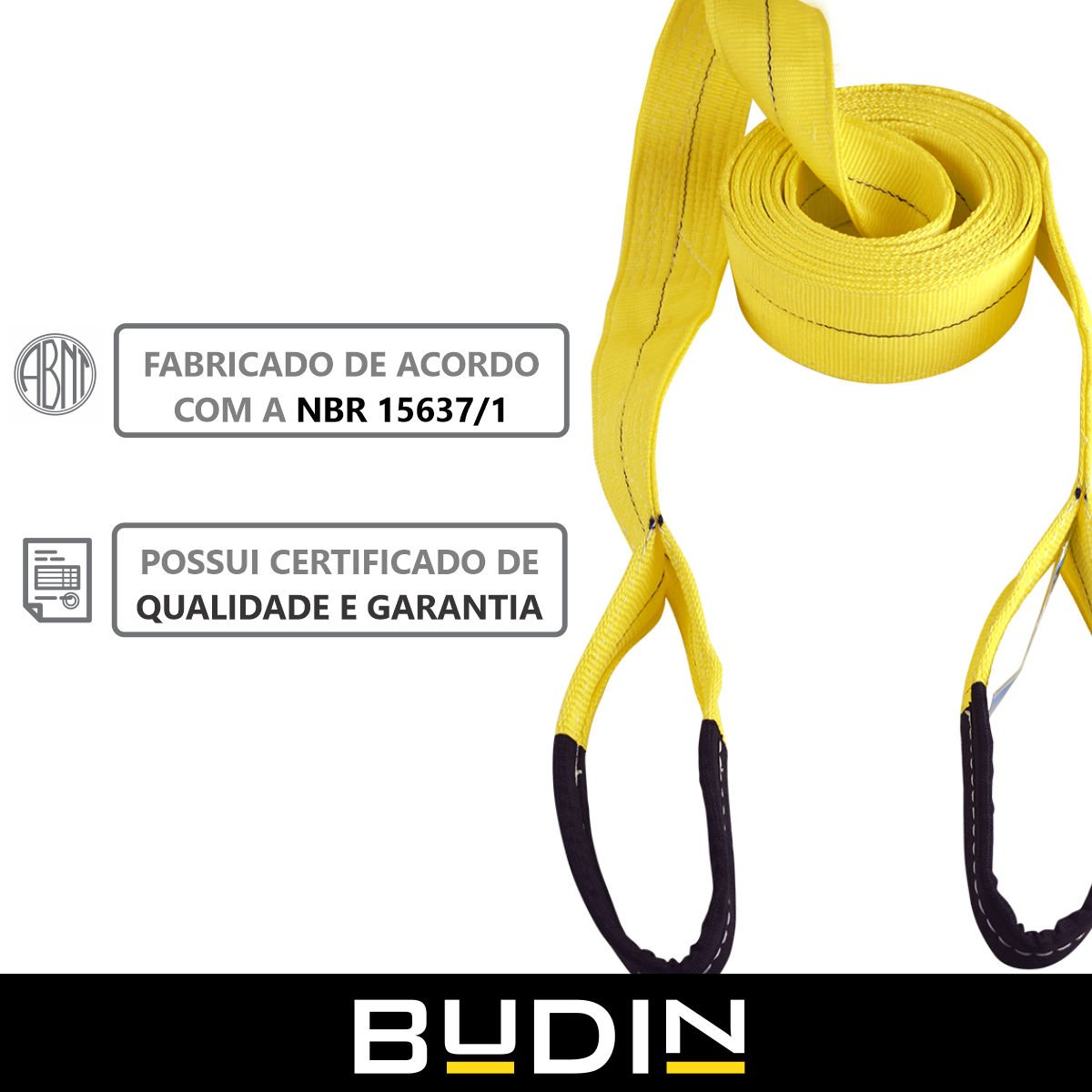 Cinta Fita para Reboque e Arraste Personalizada Budin - 10 Toneladas - 9 Metros P/ Puxar Carros, Veí - 2