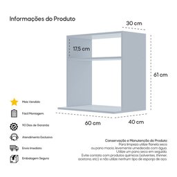 Suporte Para Micro-ondas e Forno Oferta Nicho Suspenso Madeira Madeira - 5