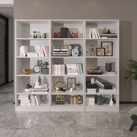 Kit 3 Estantes Multiuso com 15 Prateleiras com Amplo Espaço Espresso Móveis Branco