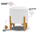 Ver imagem 3 de Puff Stella Corino Branco Base Madeira Castanho - D’Rossi