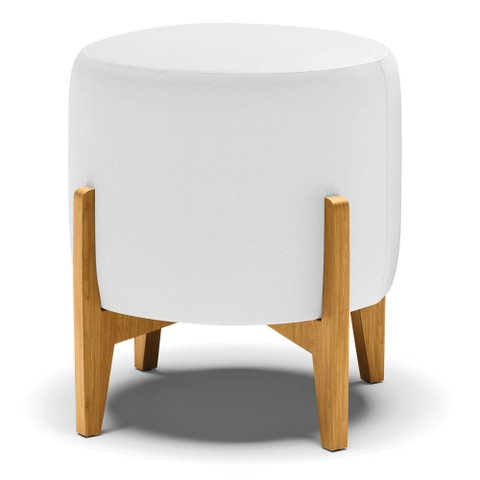 Puff Stella Corino Branco Base Madeira Castanho - D'Rossi DRossi
