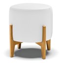 Ver imagem 1 de Puff Stella Corino Branco Base Madeira Castanho - D’Rossi
