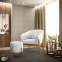 Ver imagem 2 de Puff Stella Corino Branco Base Madeira Castanho - D'Rossi DRossi