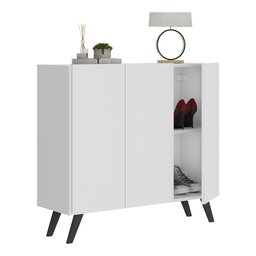 Sapateira Retrô 3 Portas Nina Multimóveis MP6018 Branca/Preta - 2