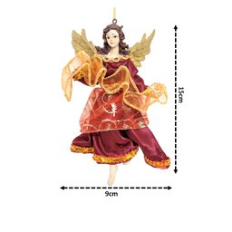 Kit 3 Anjos Pendente Resina Natal Vinho com Dourado 15cm - Master Christmas - 2