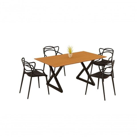 Sala de Jantar Mesa 160x90 4 Cadeiras Allegra Estilo Moderno