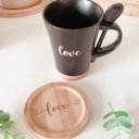 Ver imagem 2 de Porta Copos de Bambu Redondo Love Kit 4 Peças - Love