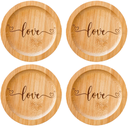 Ver imagem 1 de Porta Copos de Bambu Redondo Love Kit 4 Peças - Love