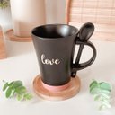 Ver imagem 3 de Porta Copos de Bambu Redondo Love Kit 4 Peças - Love