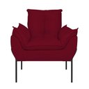Ver imagem 4 de Poltrona Sofá Luxo Base Metal Preto Recepção Escritório Cor:vermelho