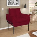 Ver imagem 1 de Poltrona Sofá Luxo Base Metal Preto Recepção Escritório Cor:vermelho