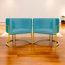 Ver imagem 2 de Kit 2 Poltronas Cadeira para Sala de Luna Suede Cores Base Dourada