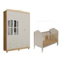 Ver imagem 3 de Quarto de Bebê Berço Mini Cama e Guarda-Roupa 100% MDF Maya Clássico Espresso Móveis Bege/Off White/