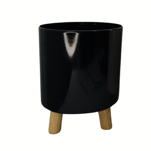 Vaso Decorativo de Plástico Cachepot:preto