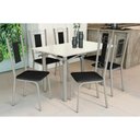 Ver imagem 1 de Conjunto: Mesa de Cozinha Elba Tampo Madeirado C/ Vidro 120cm e 6 Cadeiras Florença Niquel/off
