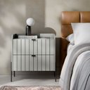 Ver imagem 4 de Kit 2 Mesas de Cabeceira Venus 60cm com Base Preta:offwhite