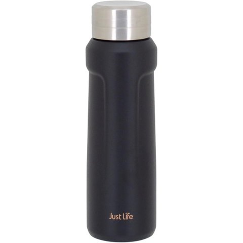 Garrafa Térmica Squeeze Academia Treino 23x7x7cm 500ml Inox Preto Parede Dupla Just Life
