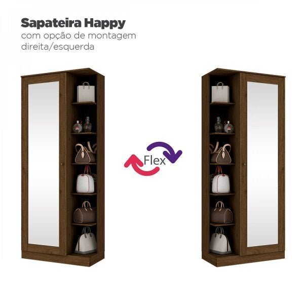 Sapateira 1 Porta com Espelho Happy Espresso Móveis - 5