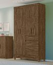 Ver imagem 1 de Guarda Roupa Solteiro Moval Sobral Castanho Wood 4 Portas 4 Gavetas