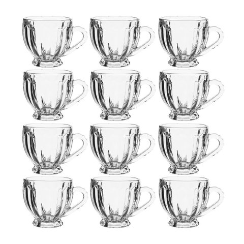 Conjunto 12 Canecas Café Chá Siria Vidro Class Home 200ml