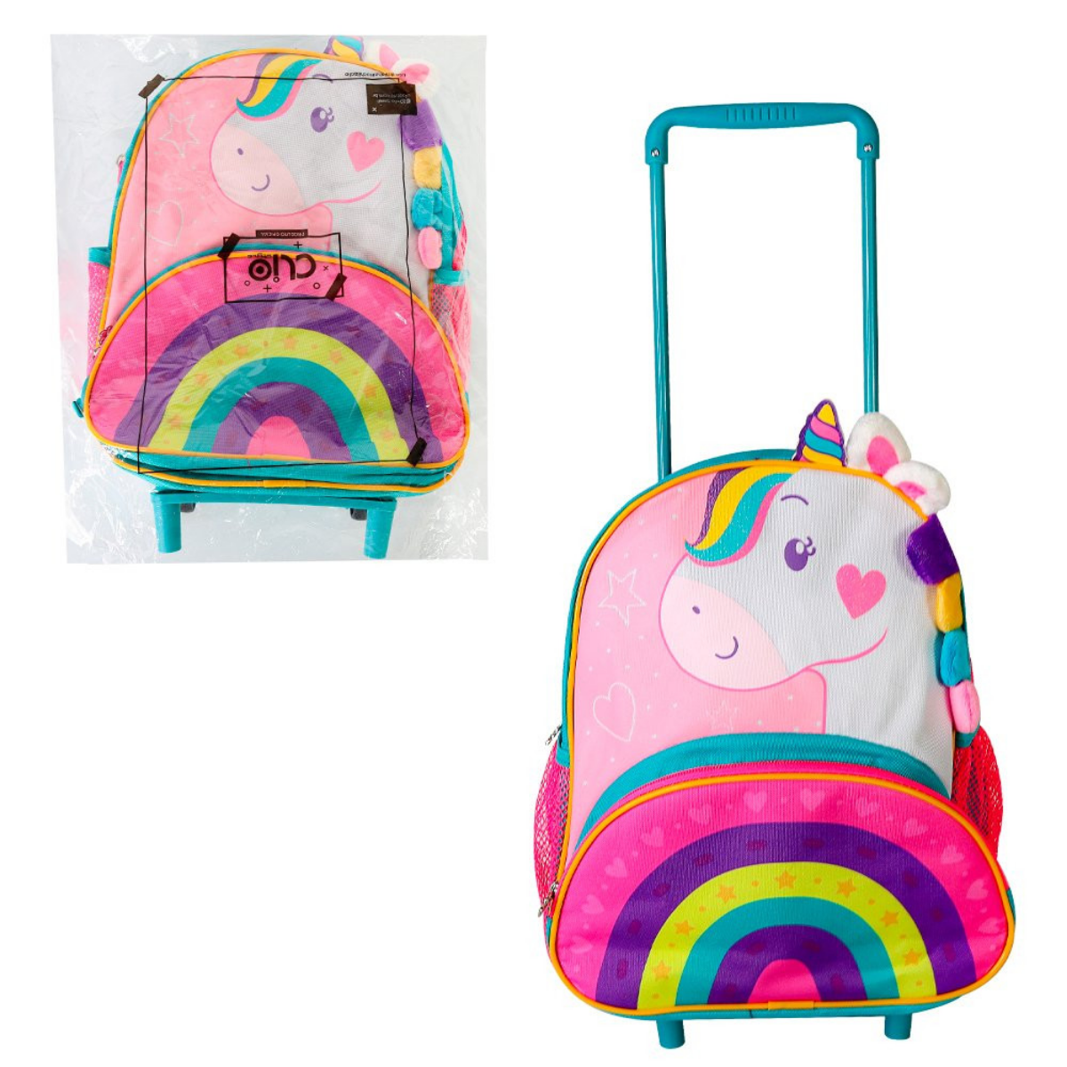 Mochila de Unicórnio Infantil com Rodinhas Colorida Escolar - 6