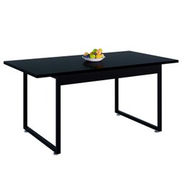 Mesa de Jantar para 6 Lugares 120x80 para Cozinha Sala de Jantar com Pés de Ferro e Tampo Mdf:preto - 2