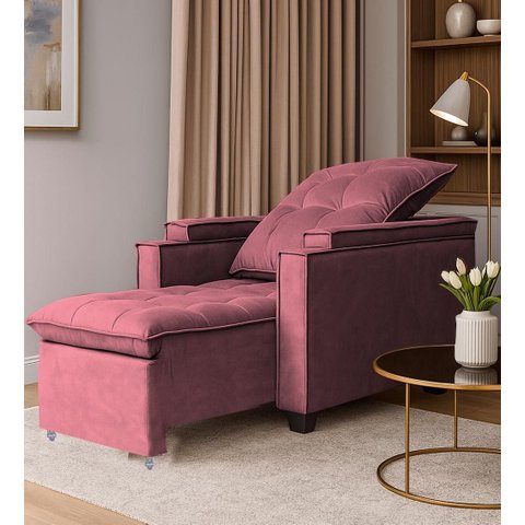 Poltrona Papai Reclinável Pulse Porta Copos Carregador Usb Rosa
